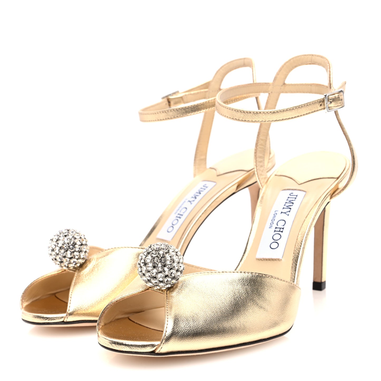 Metallic Nappa Crystal Sacora 85 Sandals 38.5 Gold