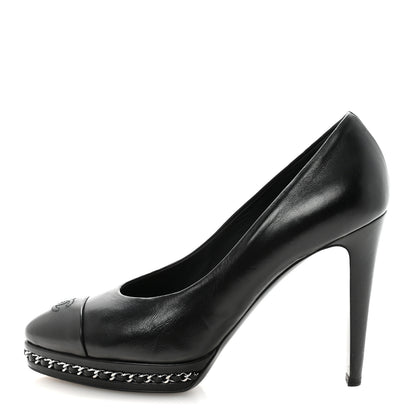 Chanel Lambskin CC Cap Toe Platform Chain Pumps 40 Black 1 of 20