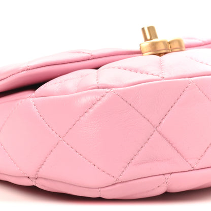 Chanel Lambskin Quilted Mini Lacquered Chain Flap Pink 9 of 10