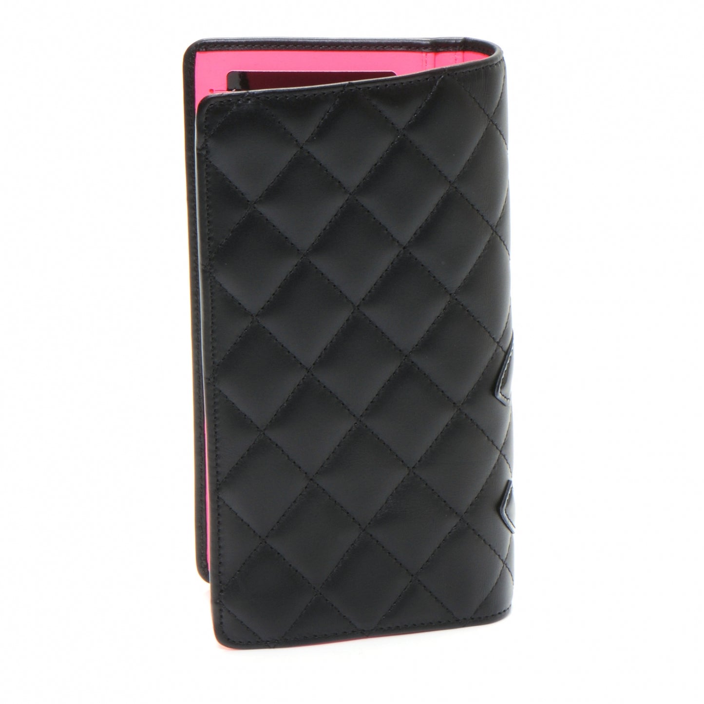Calfskin Quilted Cambon Yen Wallet Black