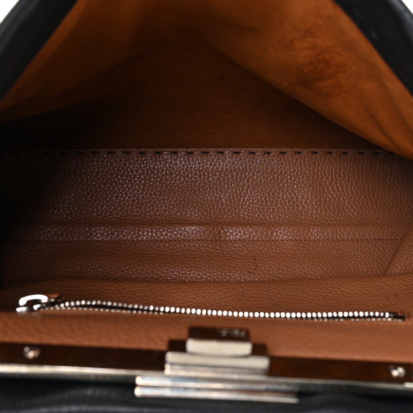 Cuoio Romano Selleria Bi-Color Large Peekaboo Iconic Satchel Black Mou