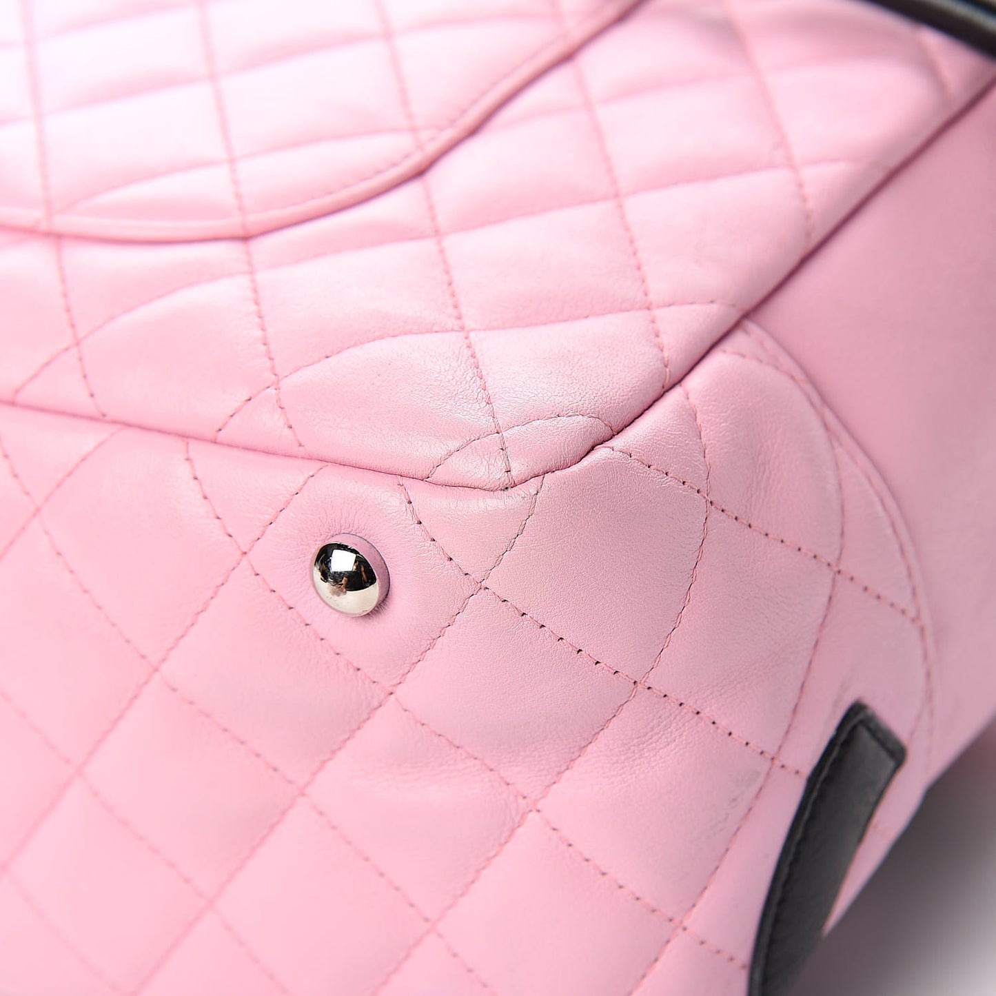 Calfskin Quilted Large Cambon Bowler Pink Black