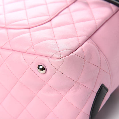 Chanel Calfskin Quilted Large Cambon Bowler Pink Black 12 of 15