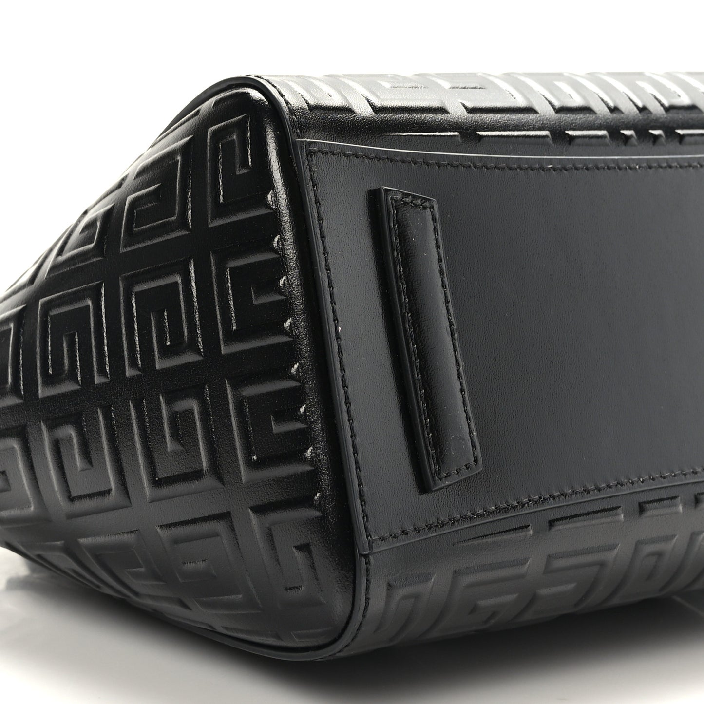 Calfskin Logo Embossed Mini Lock Antigona Shoulder Bag Black