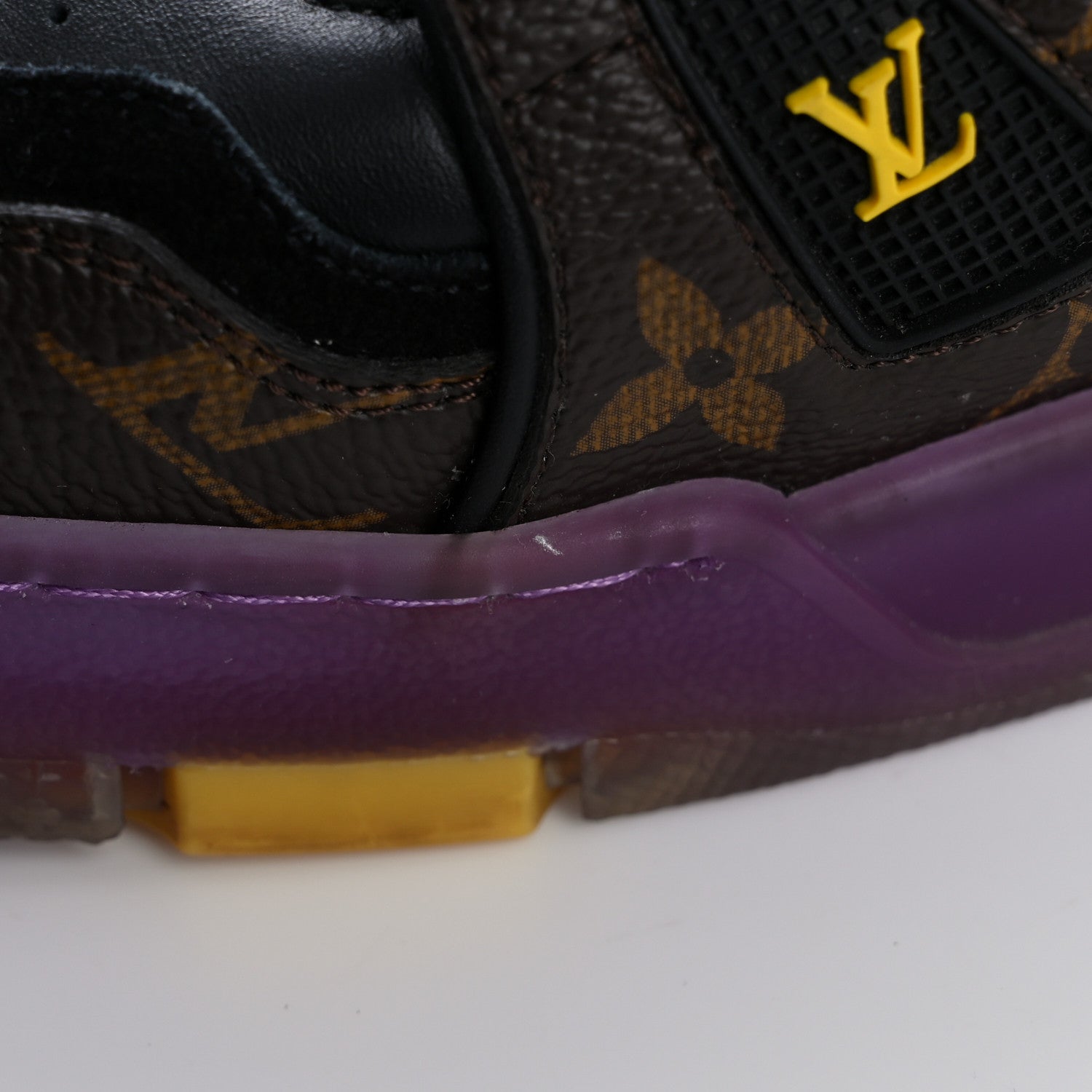 Louis Vuitton Monogram Calfskin Mens LV Trainer Sneaker 9 Black Purple 10 of 10