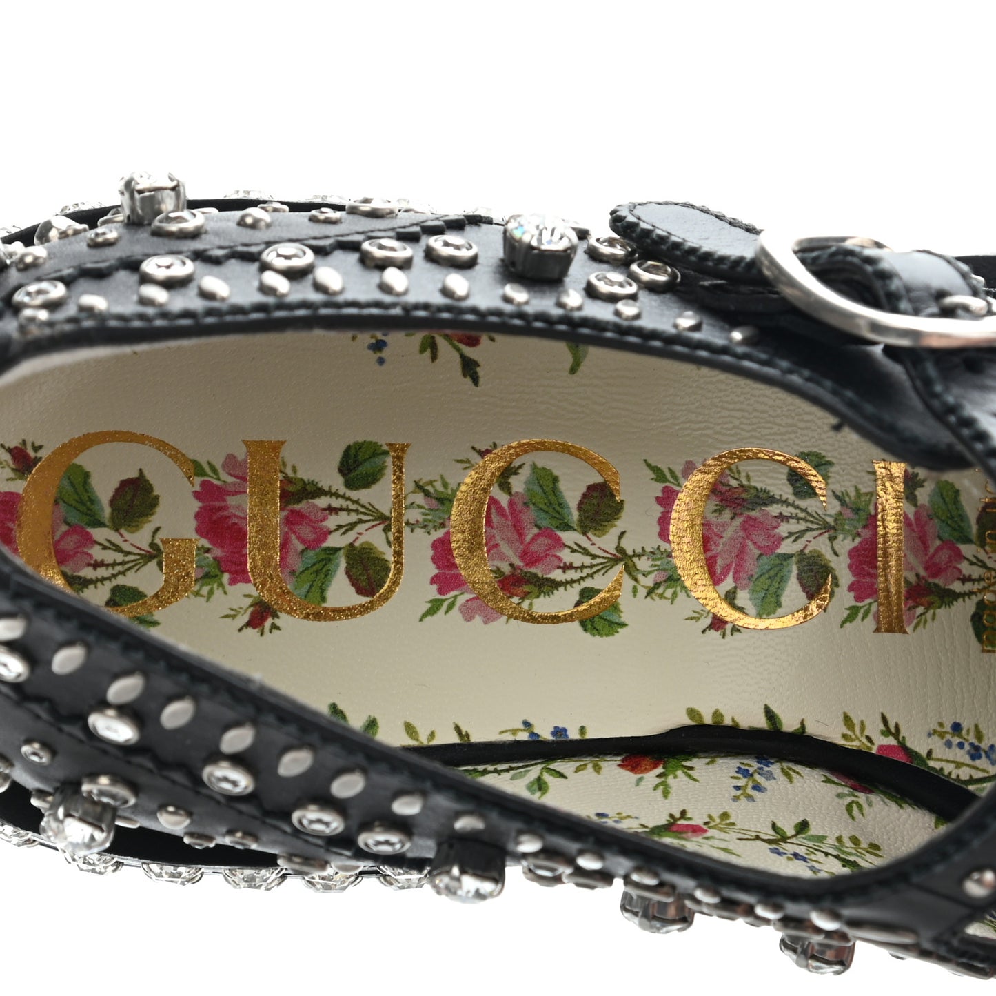 Calfskin Crystal Studded Womens Queercore Brogue Monk Strap Loafers 35.5 Black