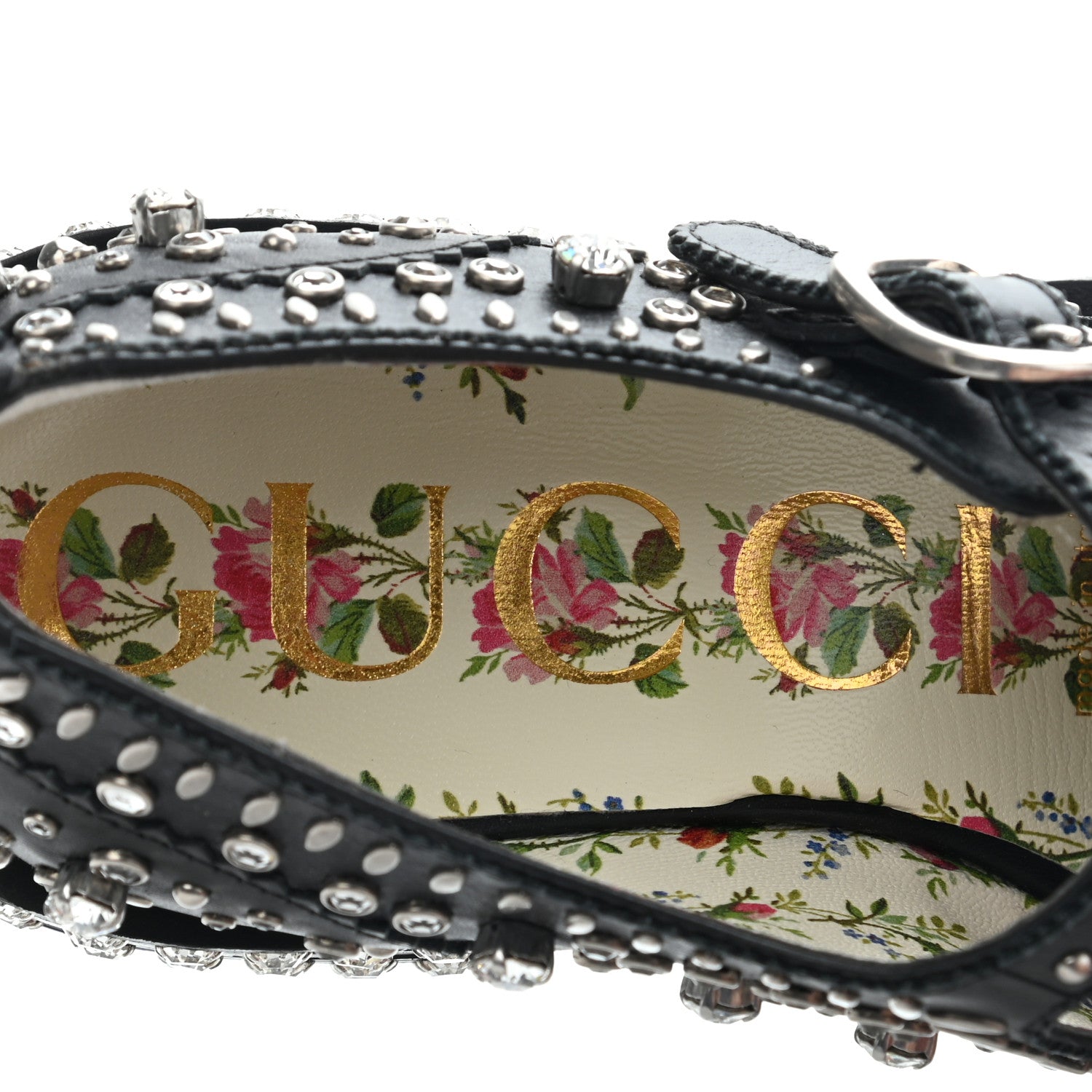 Gucci Calfskin Crystal Studded Womens Queercore Brogue Monk Strap Loafers 35.5 Black 6 of 10
