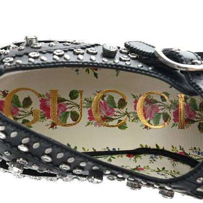 Gucci Calfskin Crystal Studded Womens Queercore Brogue Monk Strap Loafers 35.5 Black 6 of 10