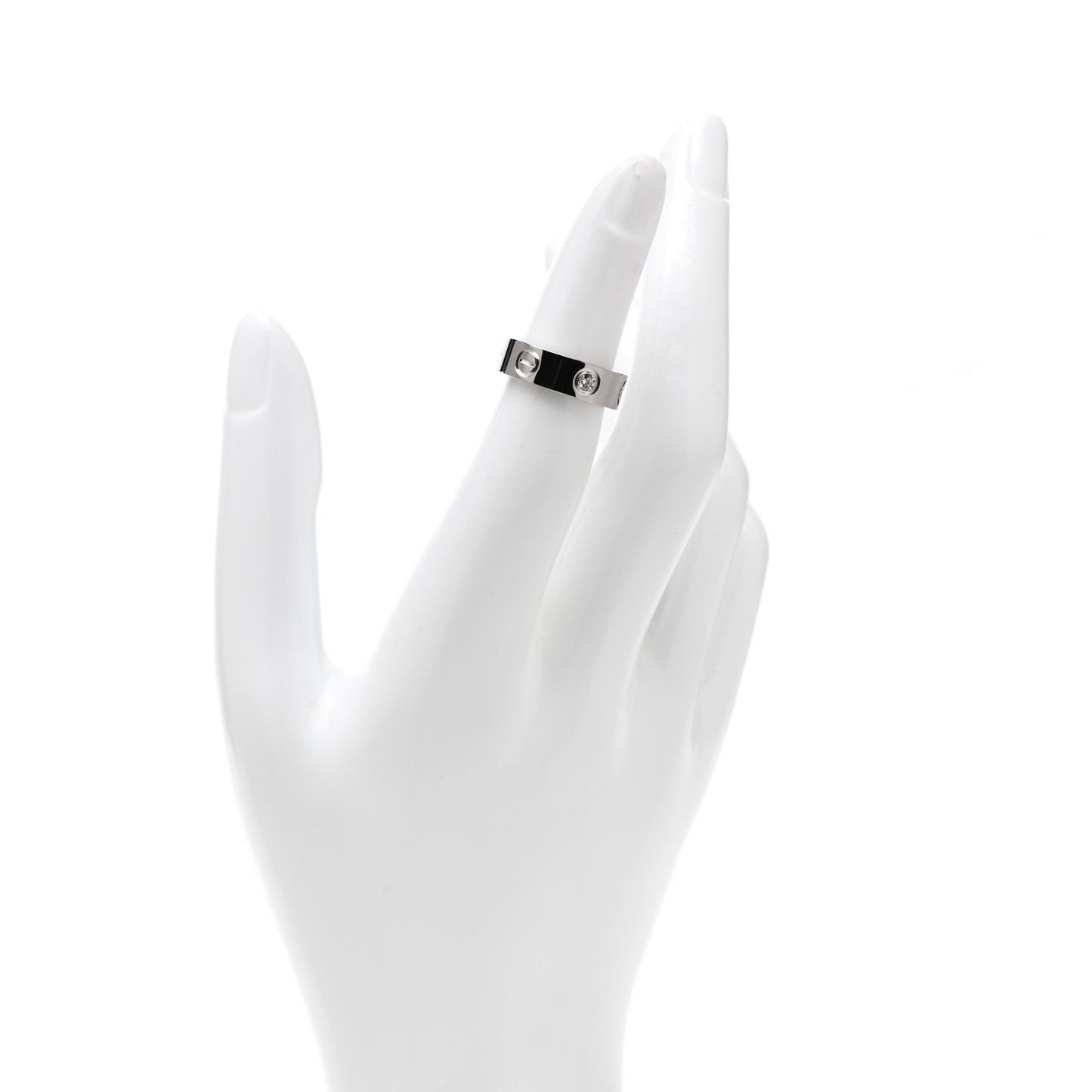 18K White Gold 3 Diamond 5.5mm LOVE Ring 47 4