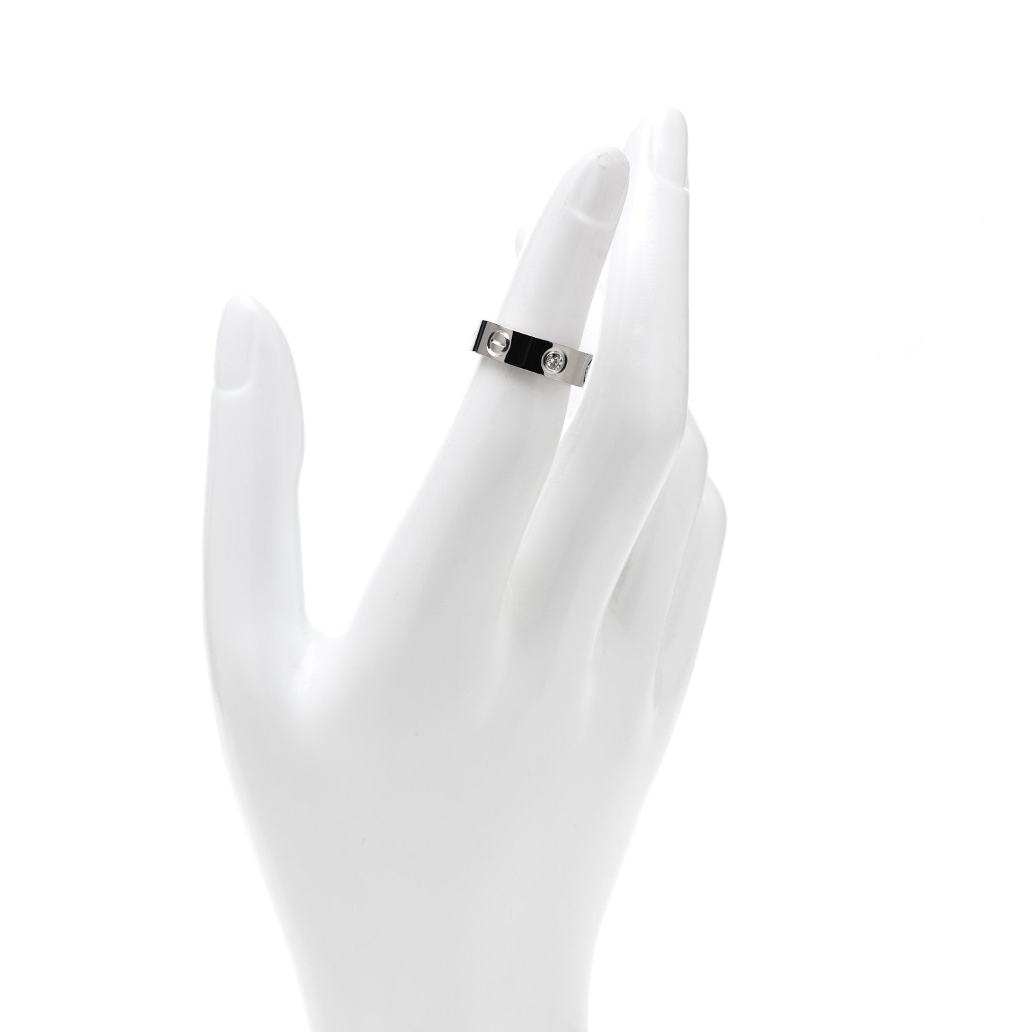 Cartier 18K White Gold 3 Diamond 5.5mm LOVE Ring 47 4 2 of 5