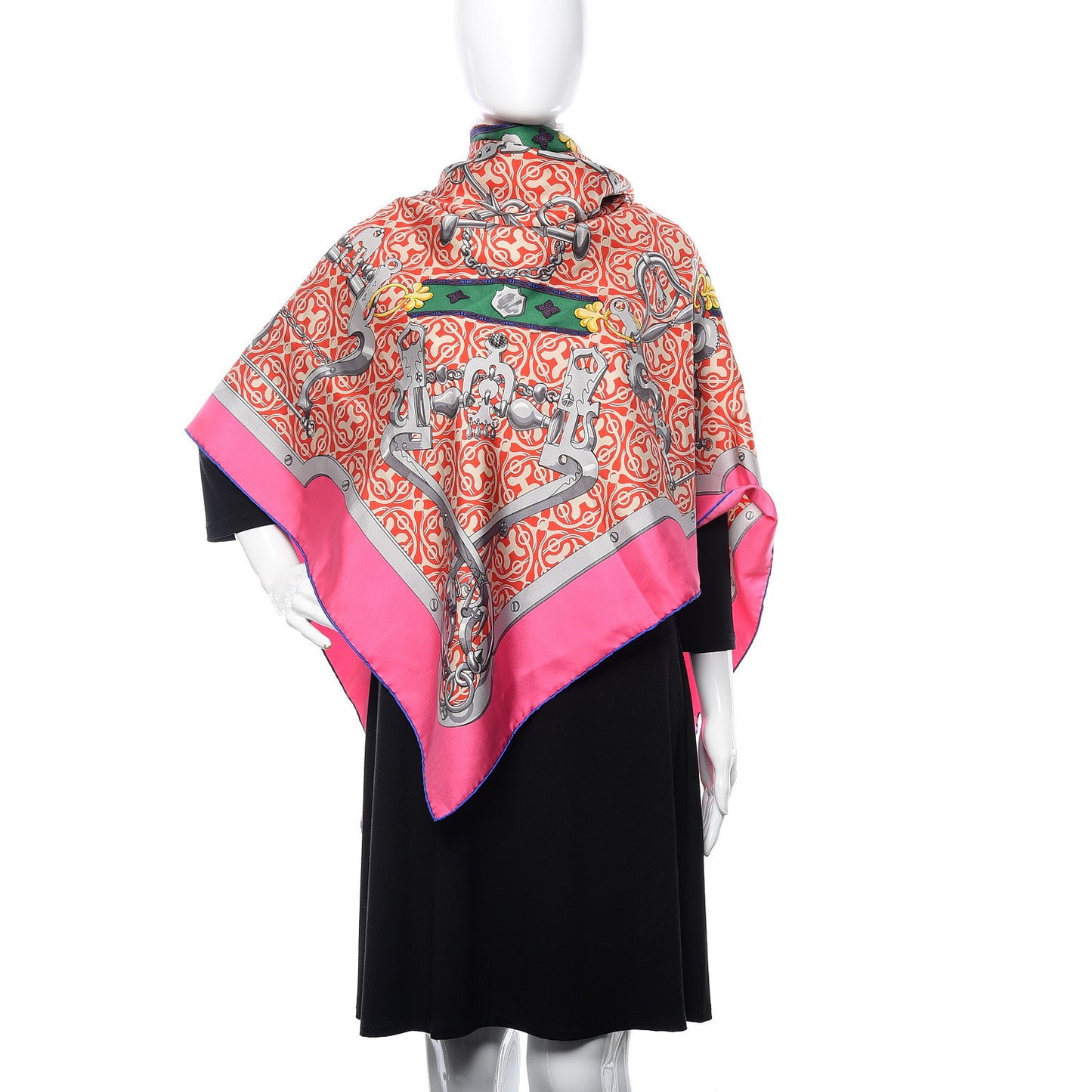 Cashmere Silk Mors Et Gourmettes Remix Shawl 140 Rose Vif Rouge Gris
