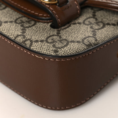 Gucci GG Supreme Monogram Azalea Calfskin Web Horsebit 1955 Wallet On Strap Beige Ebony Brown Sugar 8 of 9