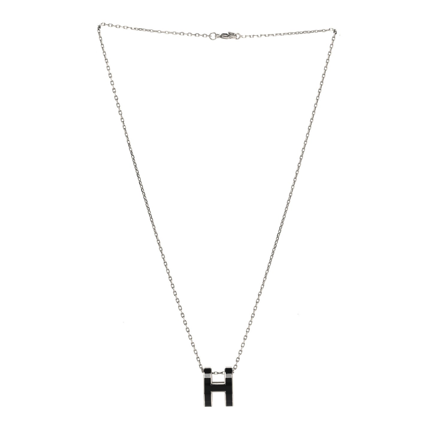 Lacquered Palladium Pop H Pendant Necklace Black