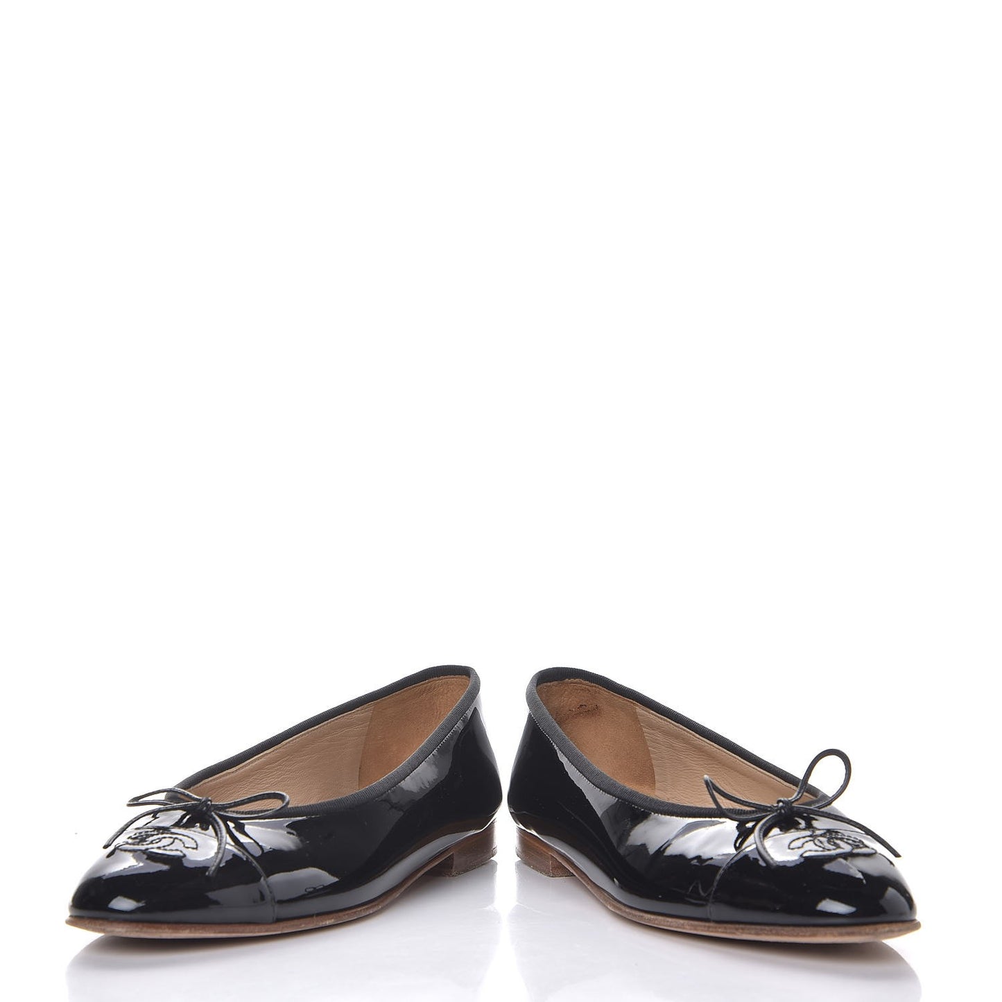 Patent CC Cap Toe Ballerina Flats 38 Black