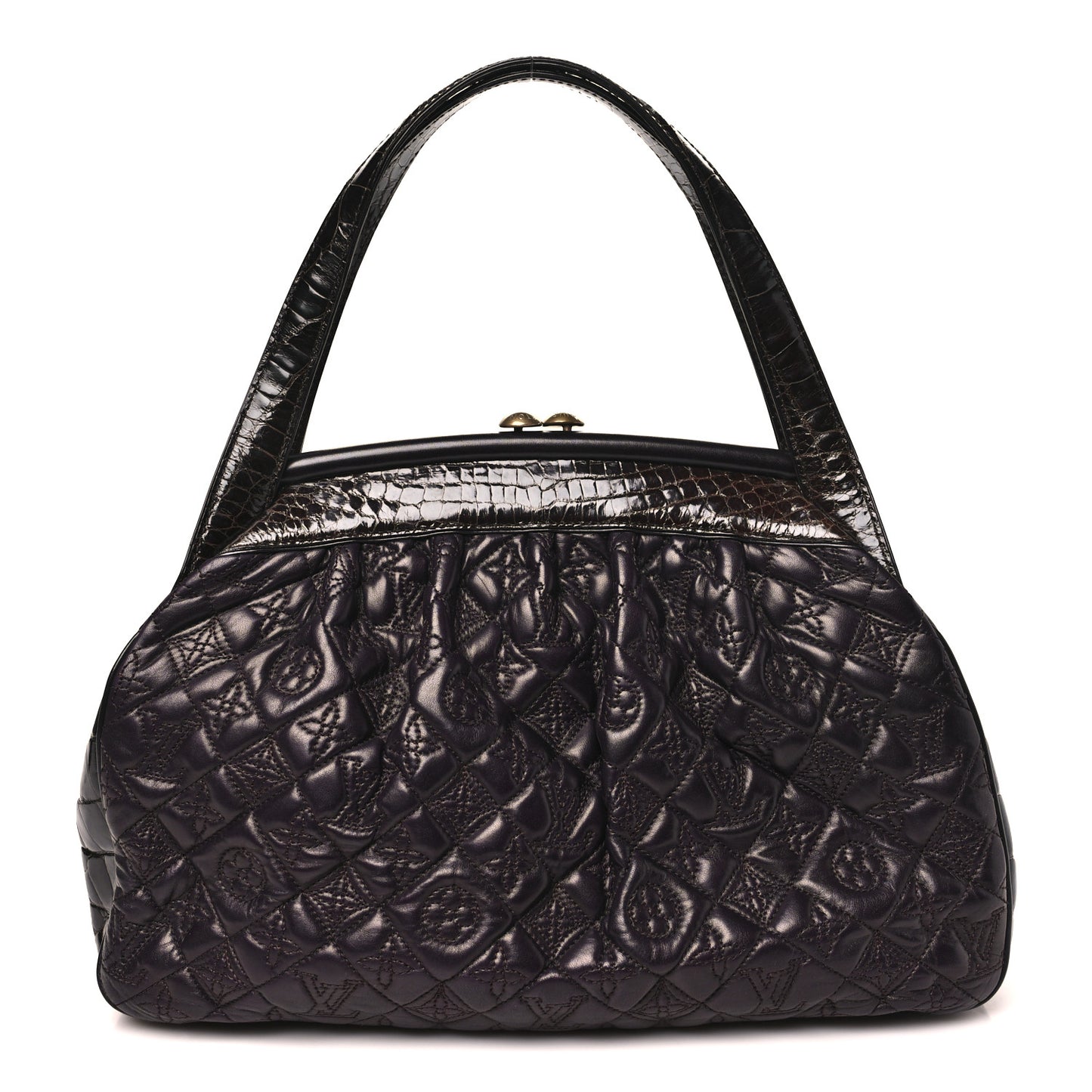 Monogram Vienna Alligator Sac Fermoir GM Aubergine