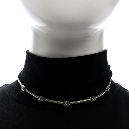 Chanel Metal CC Short Chain Necklace Silver 2 of 5