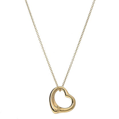 Tiffany 18K Yellow Gold Elsa Peretti Small Open Heart Pendant Necklace 1 of 8