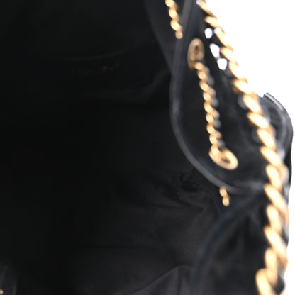 Chanel Suede Quilted Medium Chanel 25 Handbag Black 6 of 11