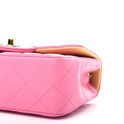 Chanel Lambskin Quilted Mini Rectangular Flap Pink Yellow 9 of 10