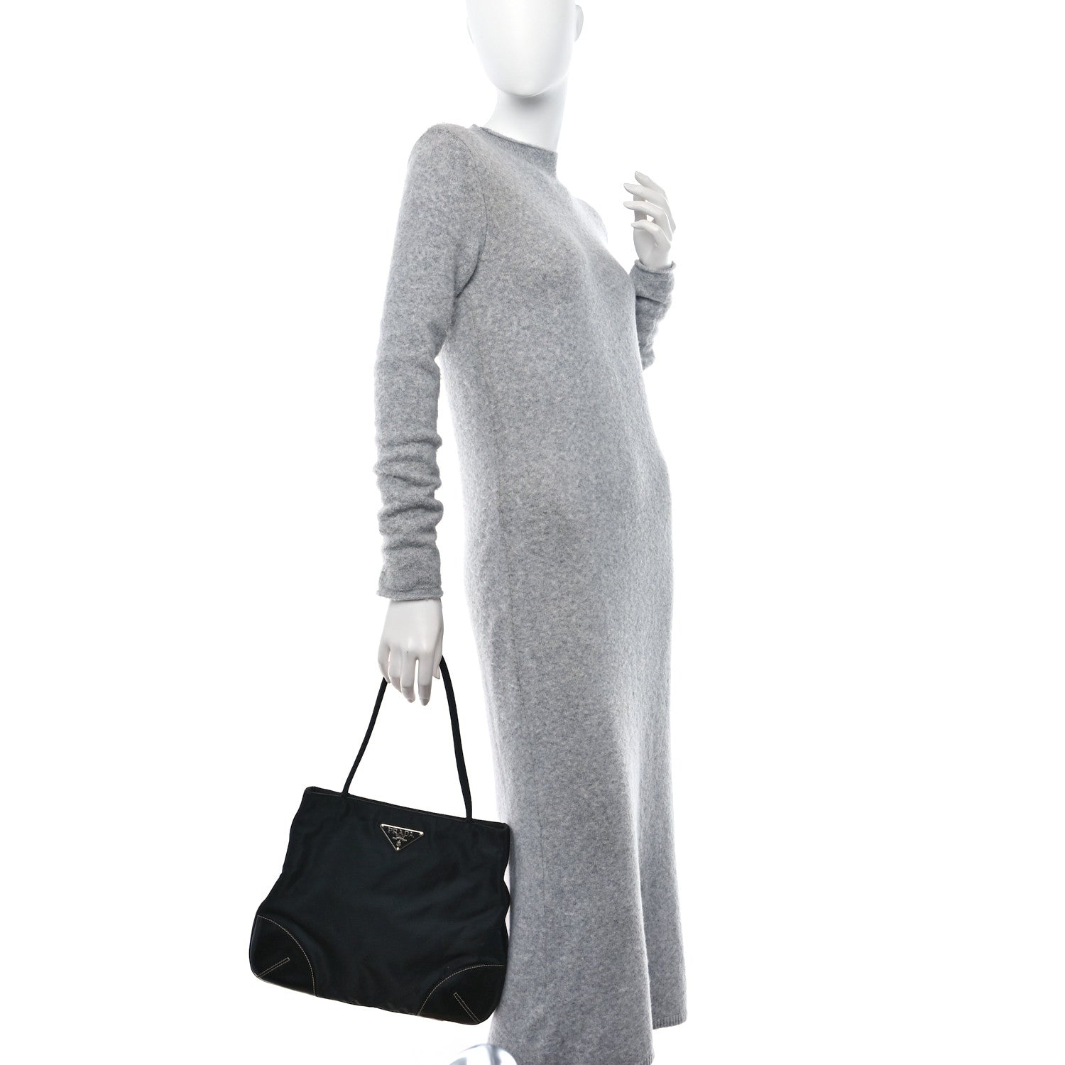 Prada Calfskin Tessuto Nylon Easy Shoulder Bag Black 2 of 10