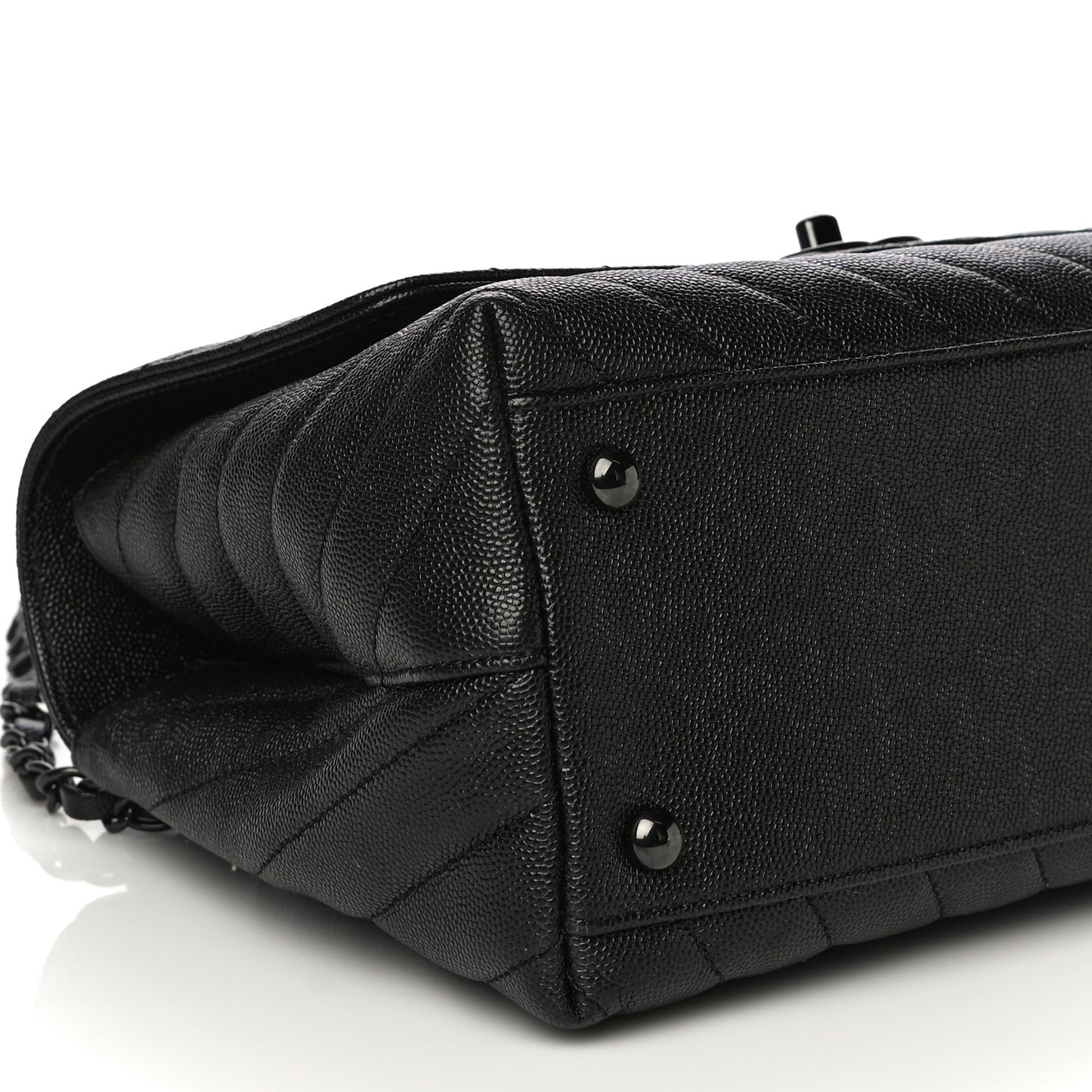 Caviar Chevron Quilted Small Coco Handle Flap So Black