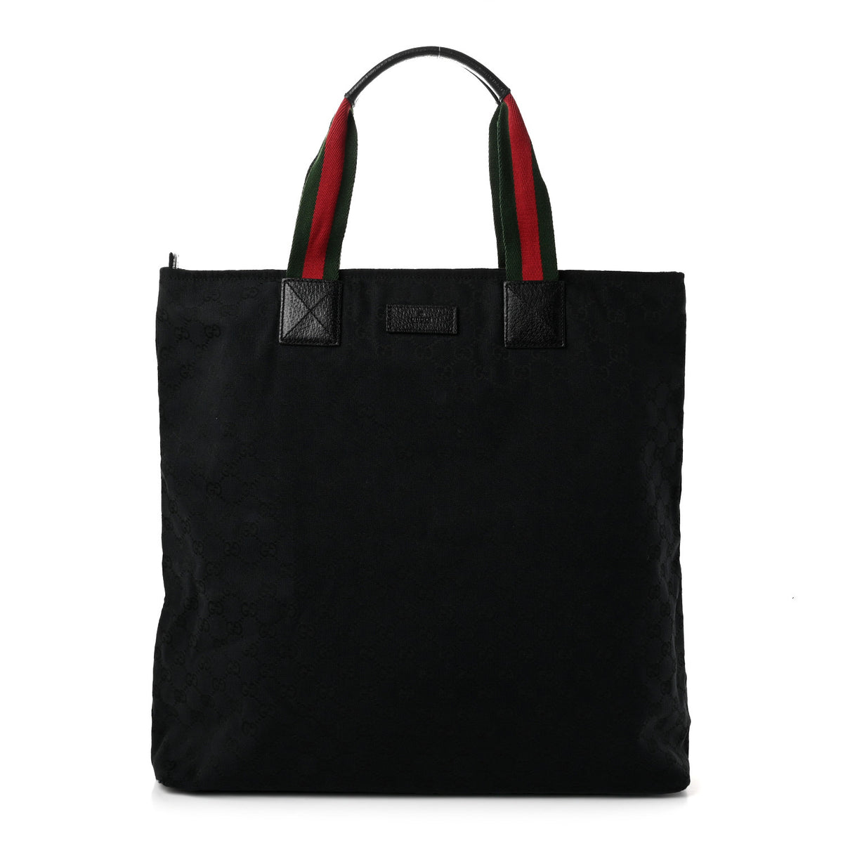 GG Monogram Large Web Handle Vertical Tote Black