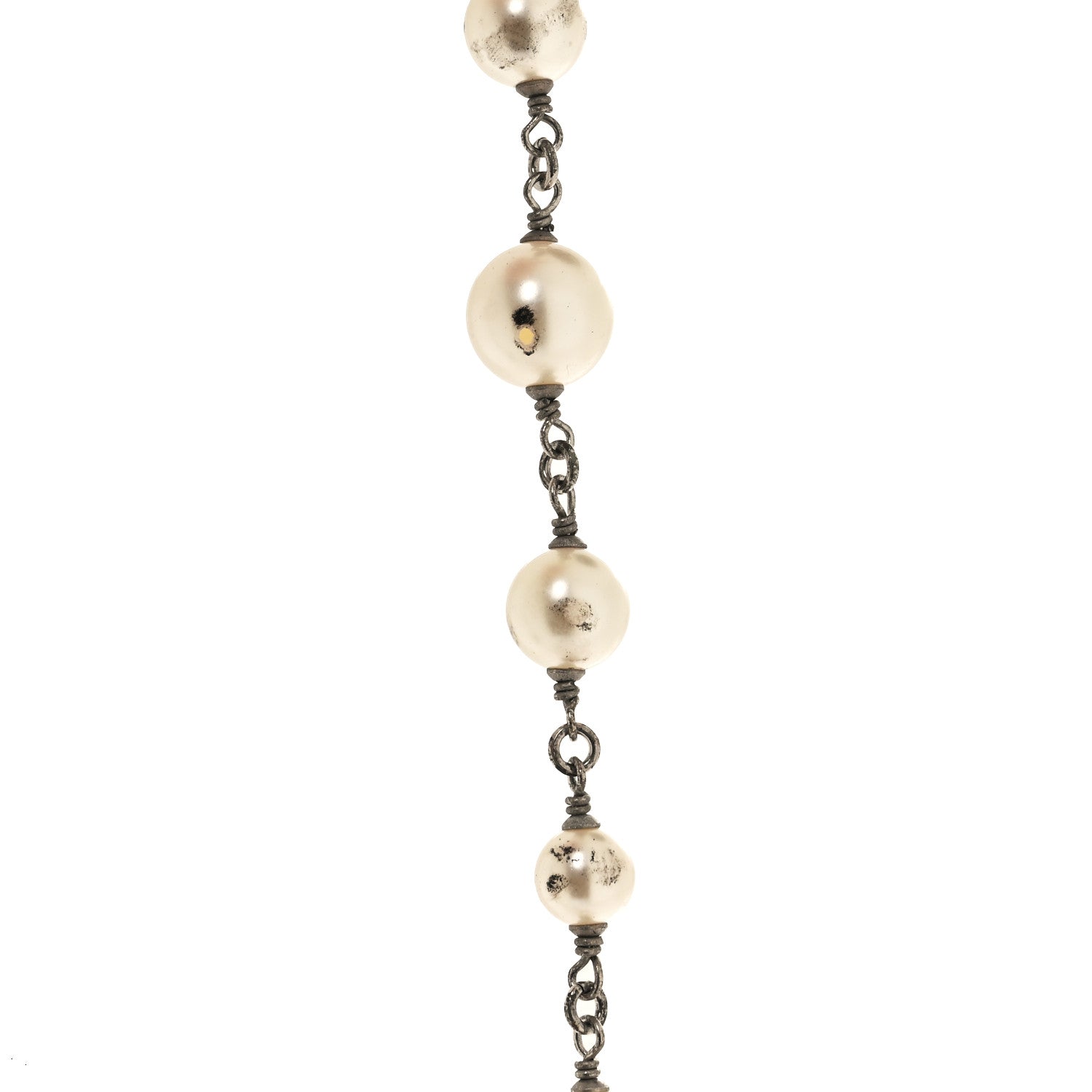 Chanel Graduated Pearl Crystal CC Long Necklace Silver 5 of 5