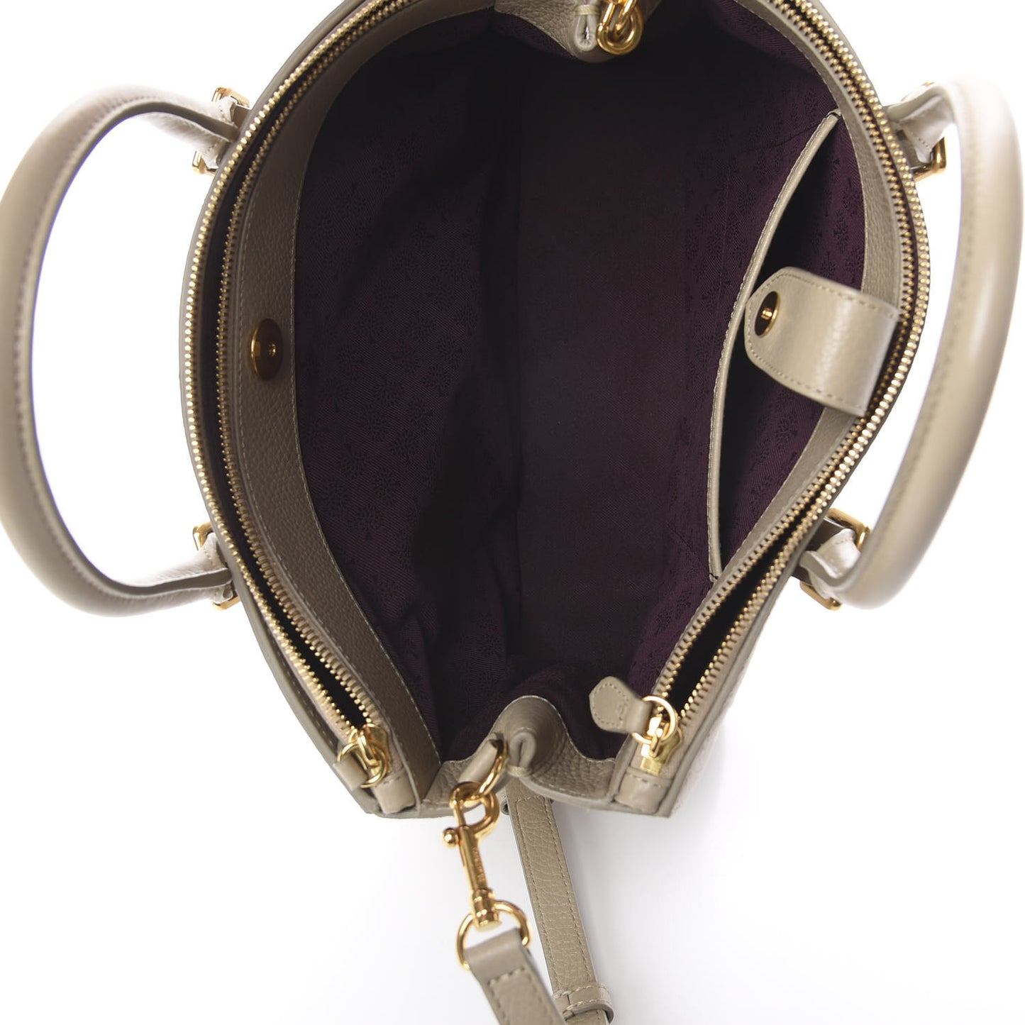 Classic Grain Calfskin Small Bayswater Double Zip Tote Dune