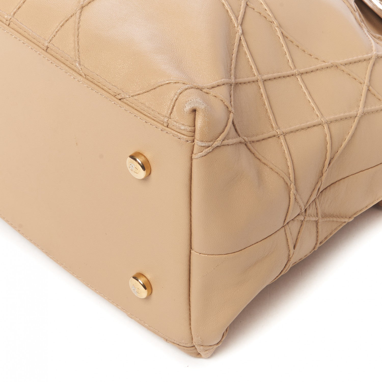 Christian Dior Lambskin Cannage Granville Polochon Beige 4 of 8
