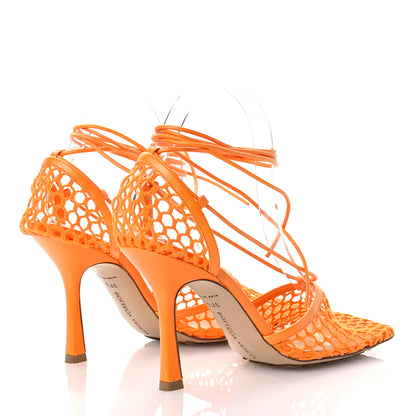 Bottega Veneta Mesh Nappa Stretch Ankle Tie 90mm Sandals 37.5 Tangerine 5 of 8
