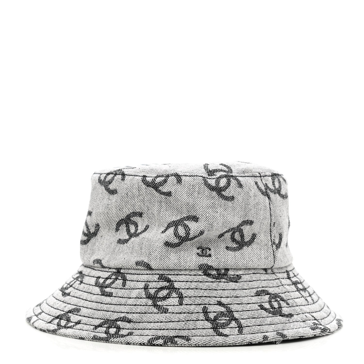 Chanel Denim CC Bucket Hat M White Black 1 of 8