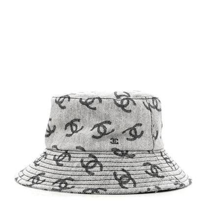 Chanel Denim CC Bucket Hat M White Black 1 of 8