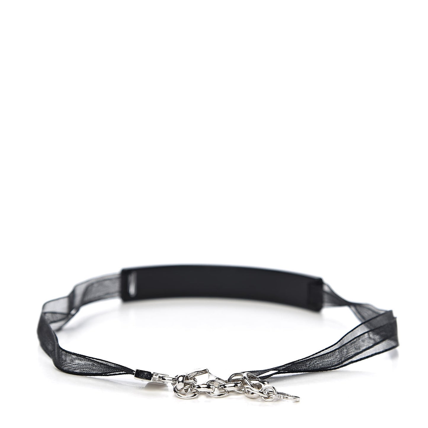 Mesh Ribbon Crystal Dior Logo Choker Necklace Black Red