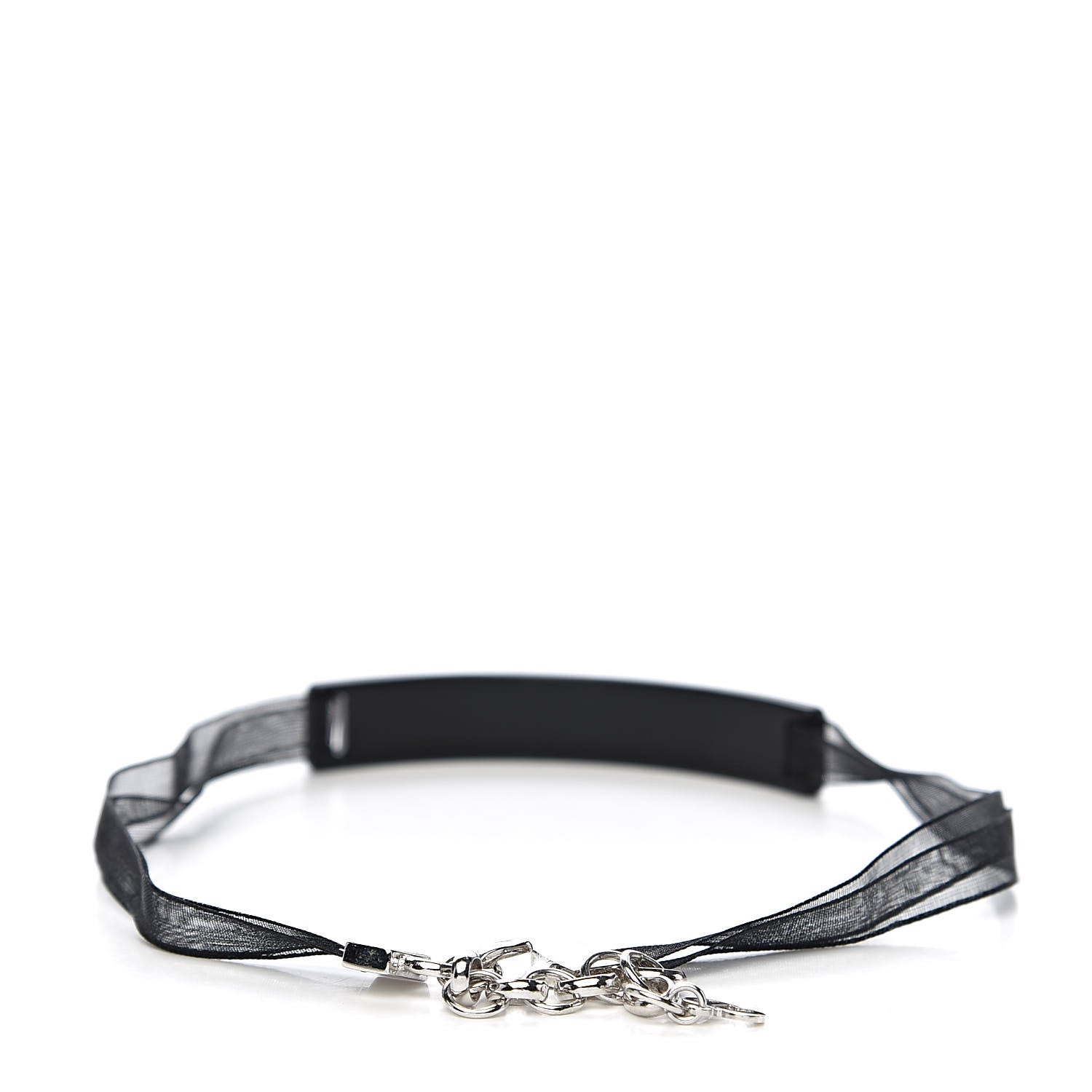 Christian Dior Mesh Ribbon Crystal Dior Logo Choker Necklace Black Red 3 of 4