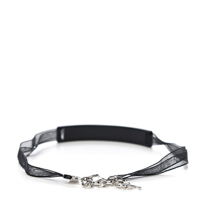 Christian Dior Mesh Ribbon Crystal Dior Logo Choker Necklace Black Red 3 of 4