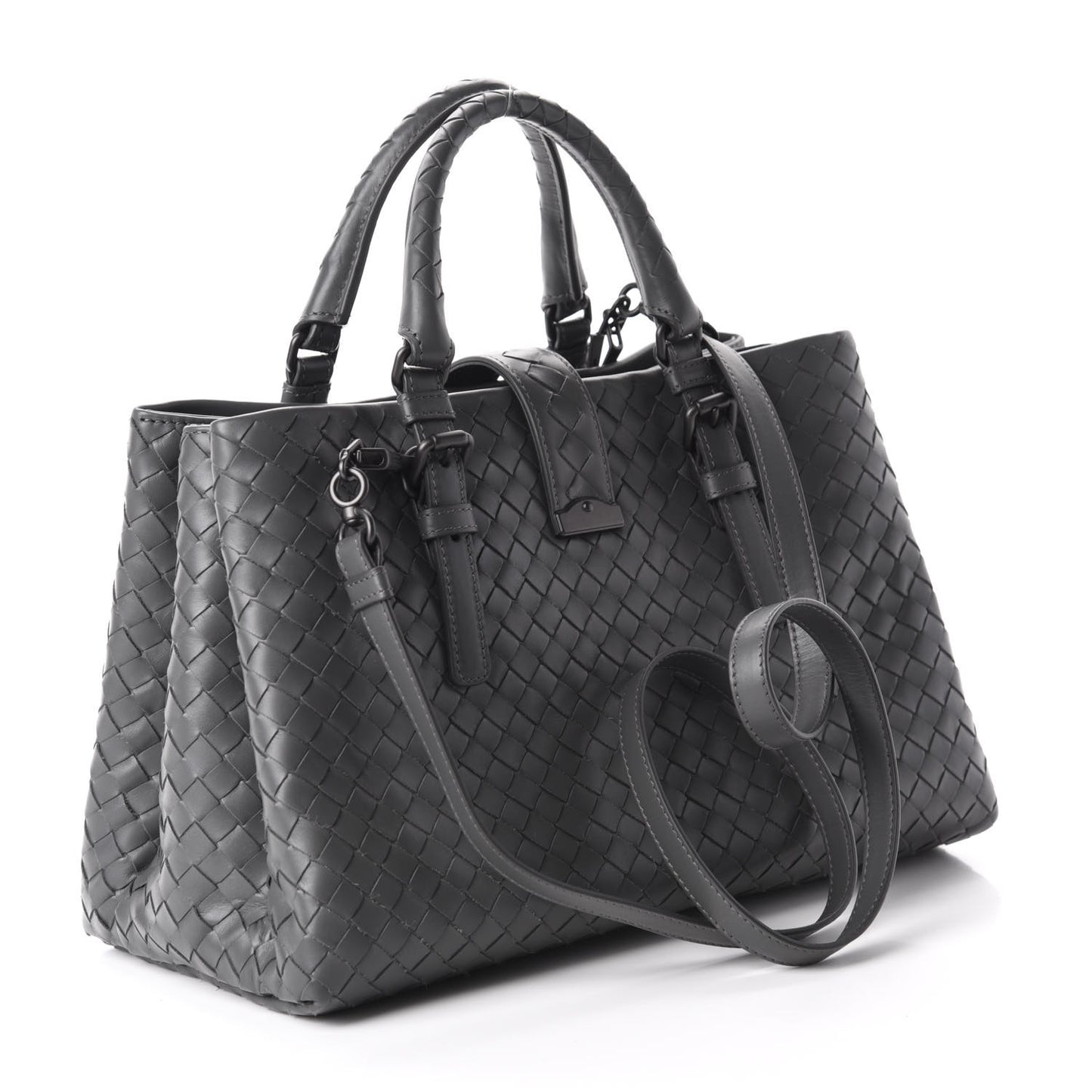 Light Calf Intrecciato Small Roma Light Grey