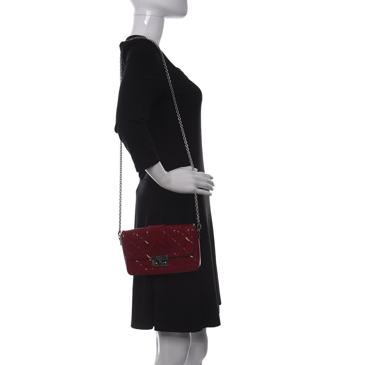 Christian Dior Patent Cannage New Lock Pouch Red 2 of 9