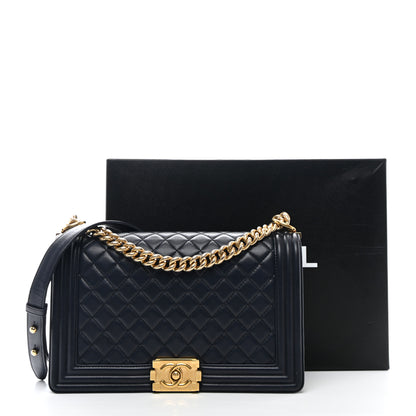Chanel Lambskin Quilted New Medium Boy Flap Dark Navy Blue 11 of 11