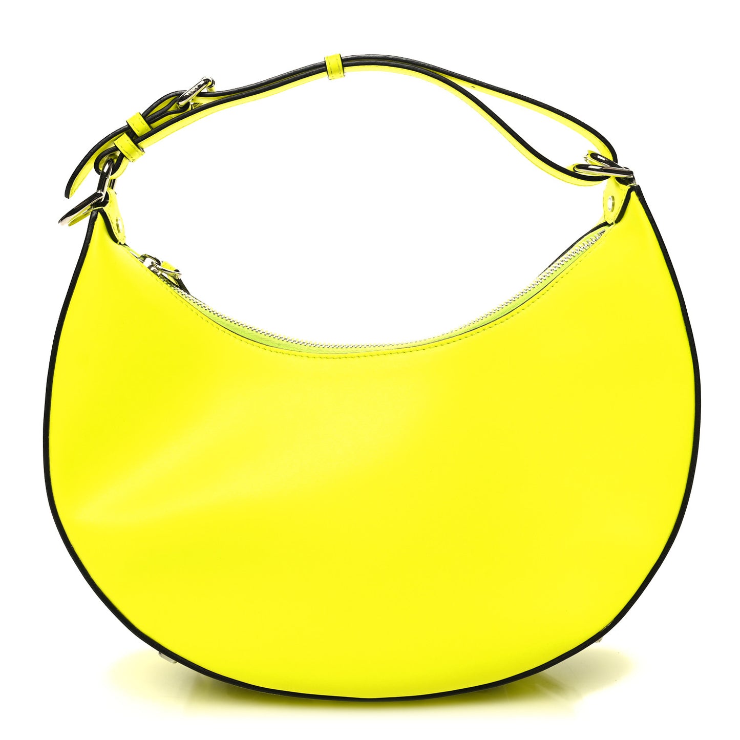 Vitello Grace Matte Small Fendigraphy Hobo Bag Neon Yellow