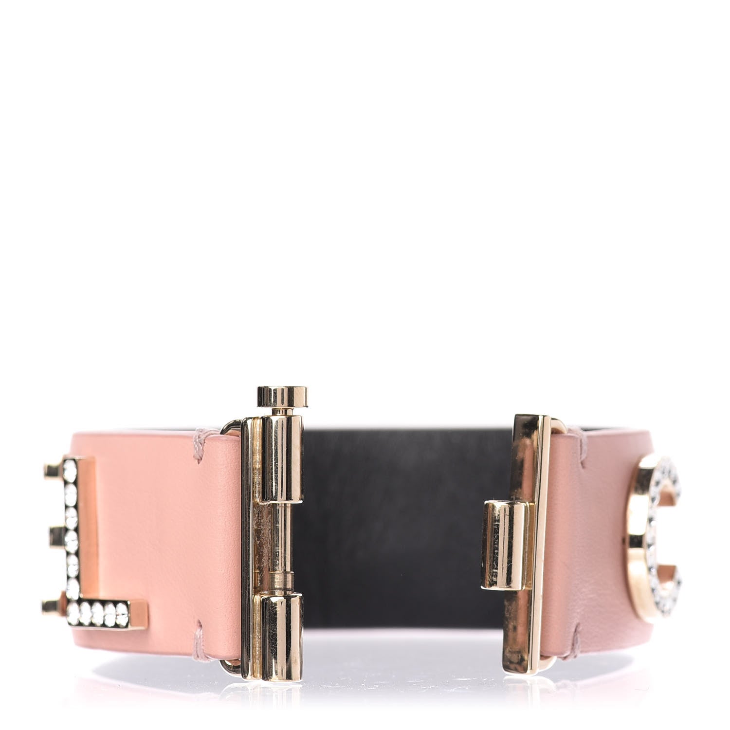 Chanel Calfskin Crystal Logo Cuff M Pink 5 of 7