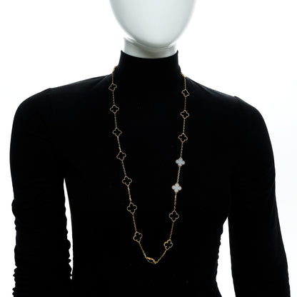 Van Cleef & Arpels 18K Yellow Gold Black Onyx 20 Motifs Vintage Alhambra Necklace 2 of 7