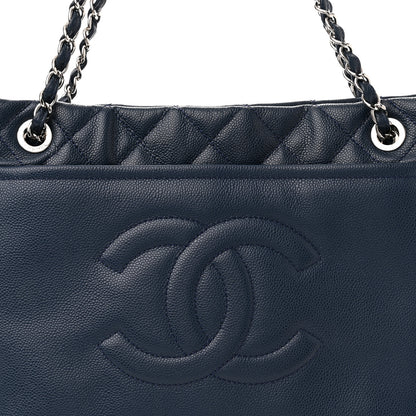 Chanel Caviar Quilted Timeless CC Soft Tote Navy Blue 8 of 10