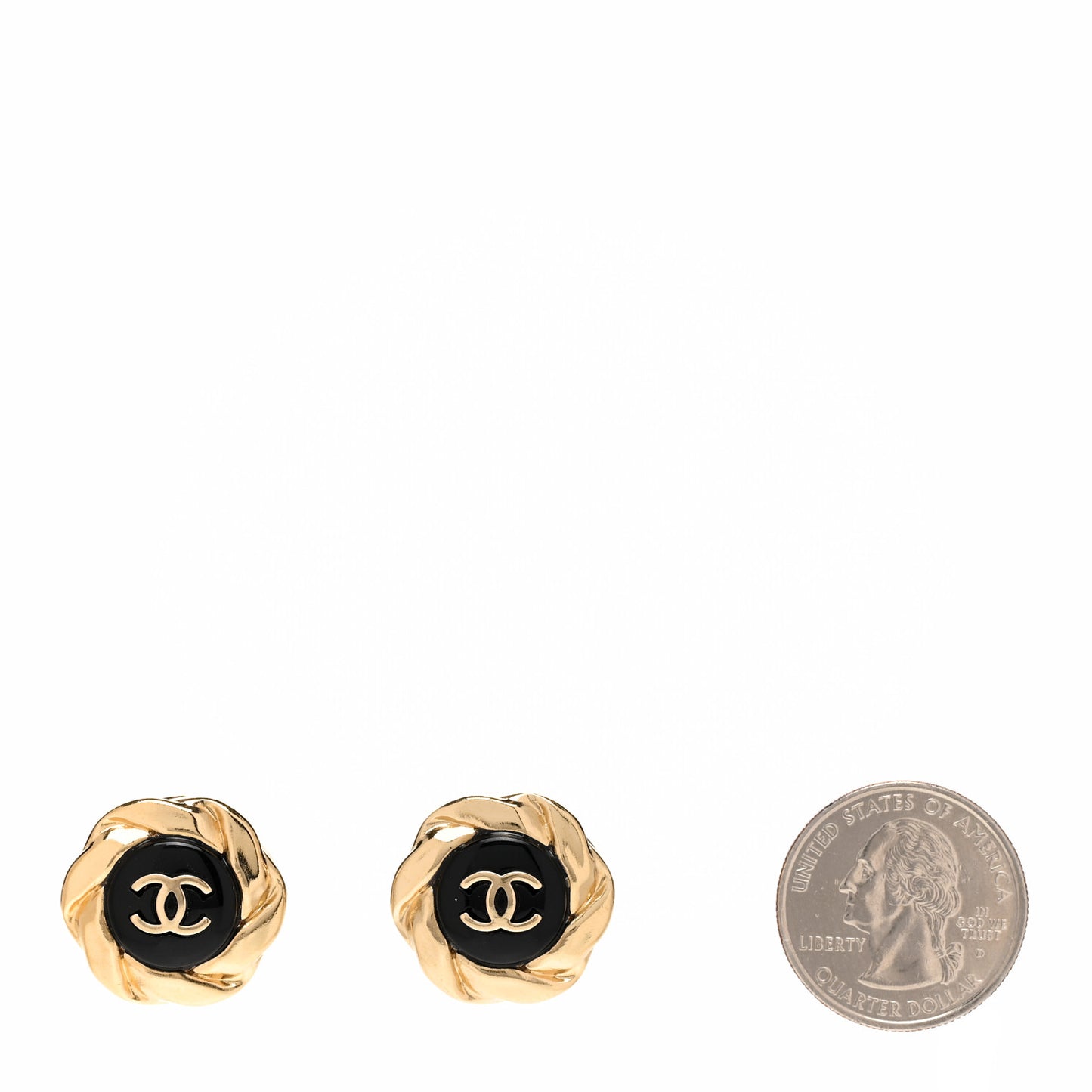 Metal Resin CC Earrings Black Gold
