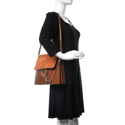 Chloe Suede Calfskin Medium Faye Shoulder Bag Tobacco 2 of 9