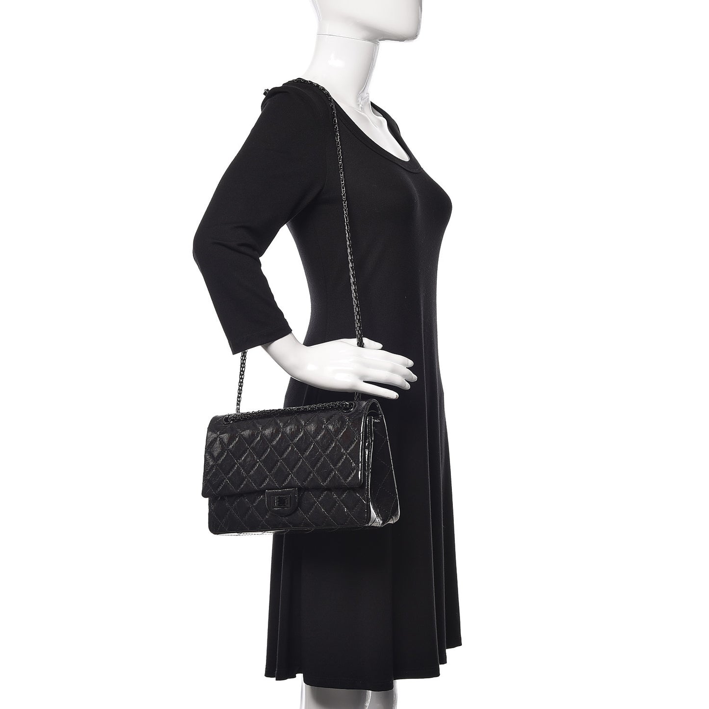 Glazed Calfskin Quilted 2.55 Reissue 226 Flap So Black