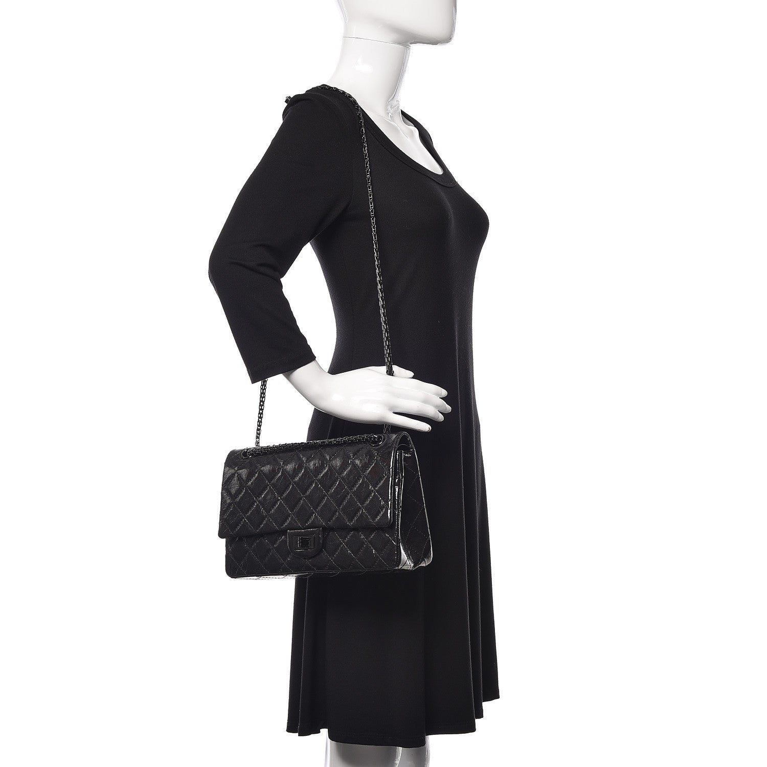 Chanel Glazed Calfskin Quilted 2.55 Reissue 226 Flap So Black 2 of 13