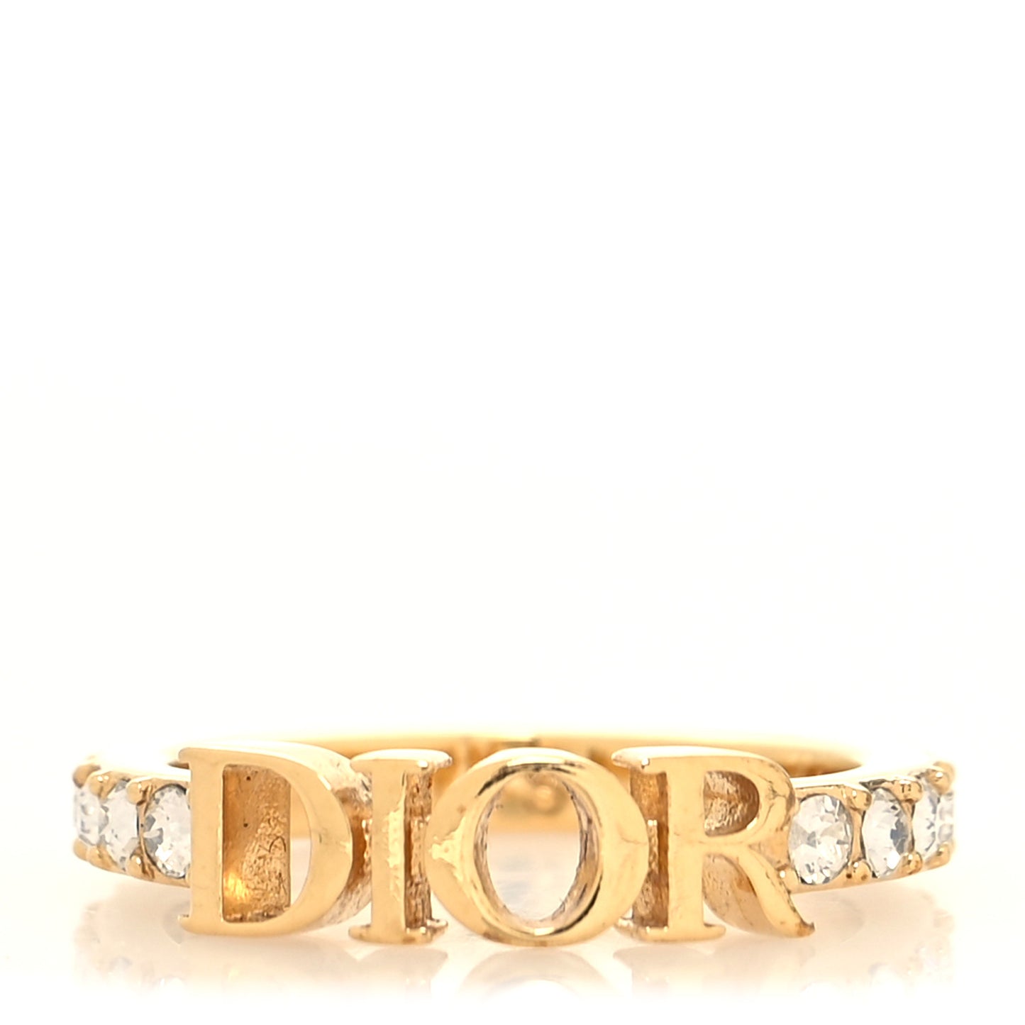 Metal Crystal Logo Ring L Gold