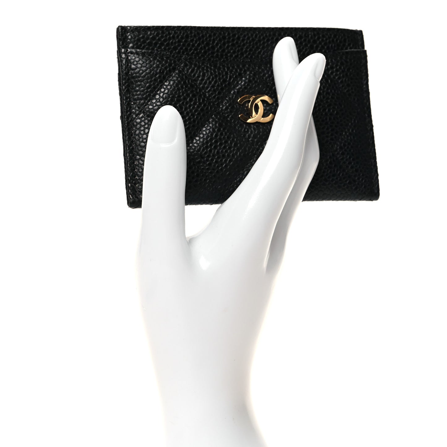 Caviar Quilted Card Holder Black