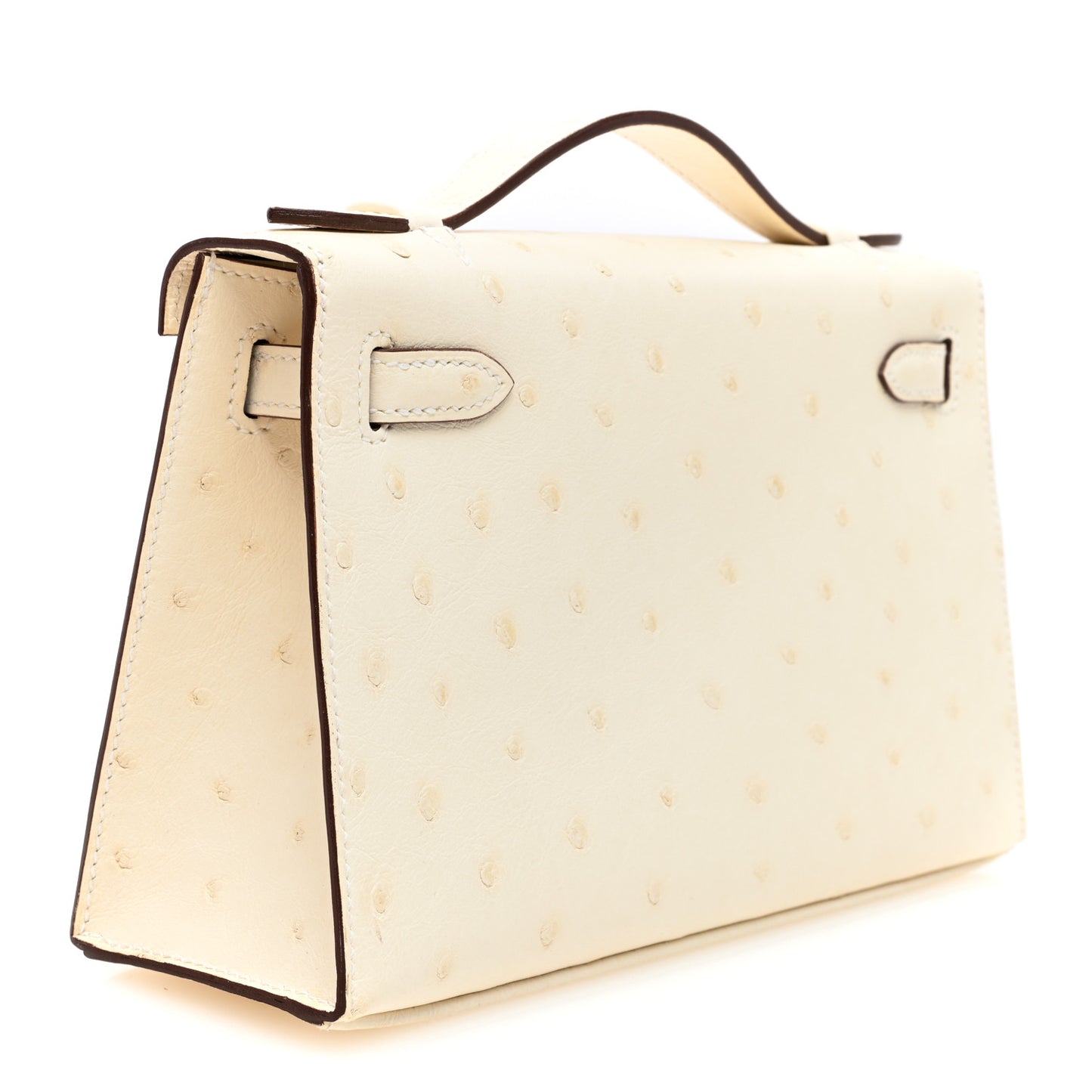 Ostrich Kelly Pochette Clutch Nata