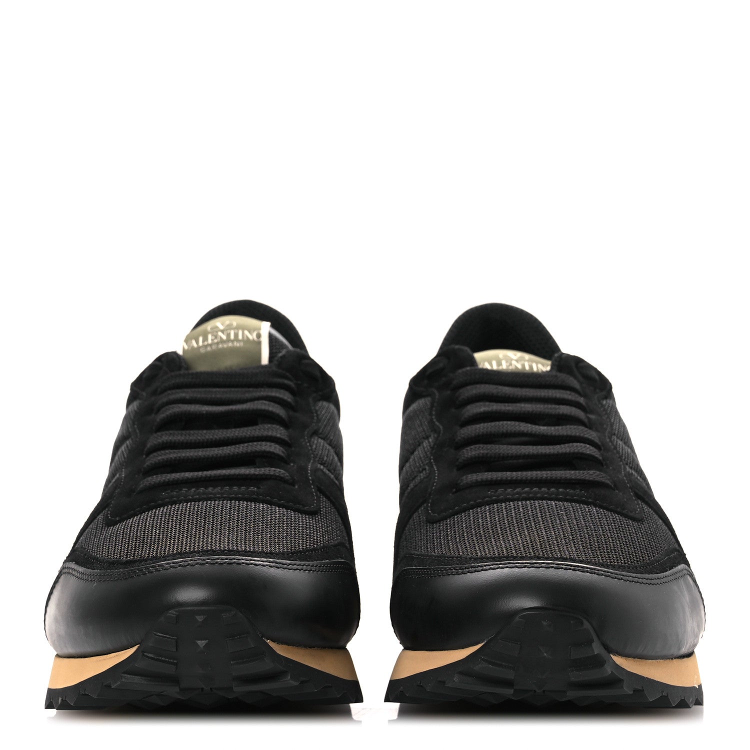 Valentino Garavani Mesh Fabric Suede Mens Rockrunner Sneakers 43.5 Black 3 of 11